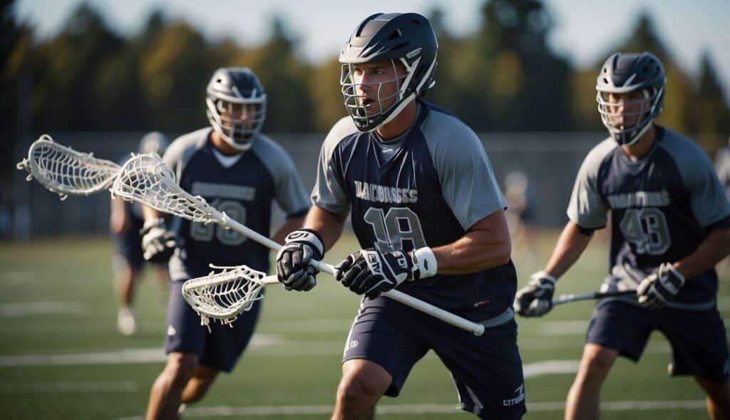 Lacrosse players training on field, focusing on conditioning to prevent injuries